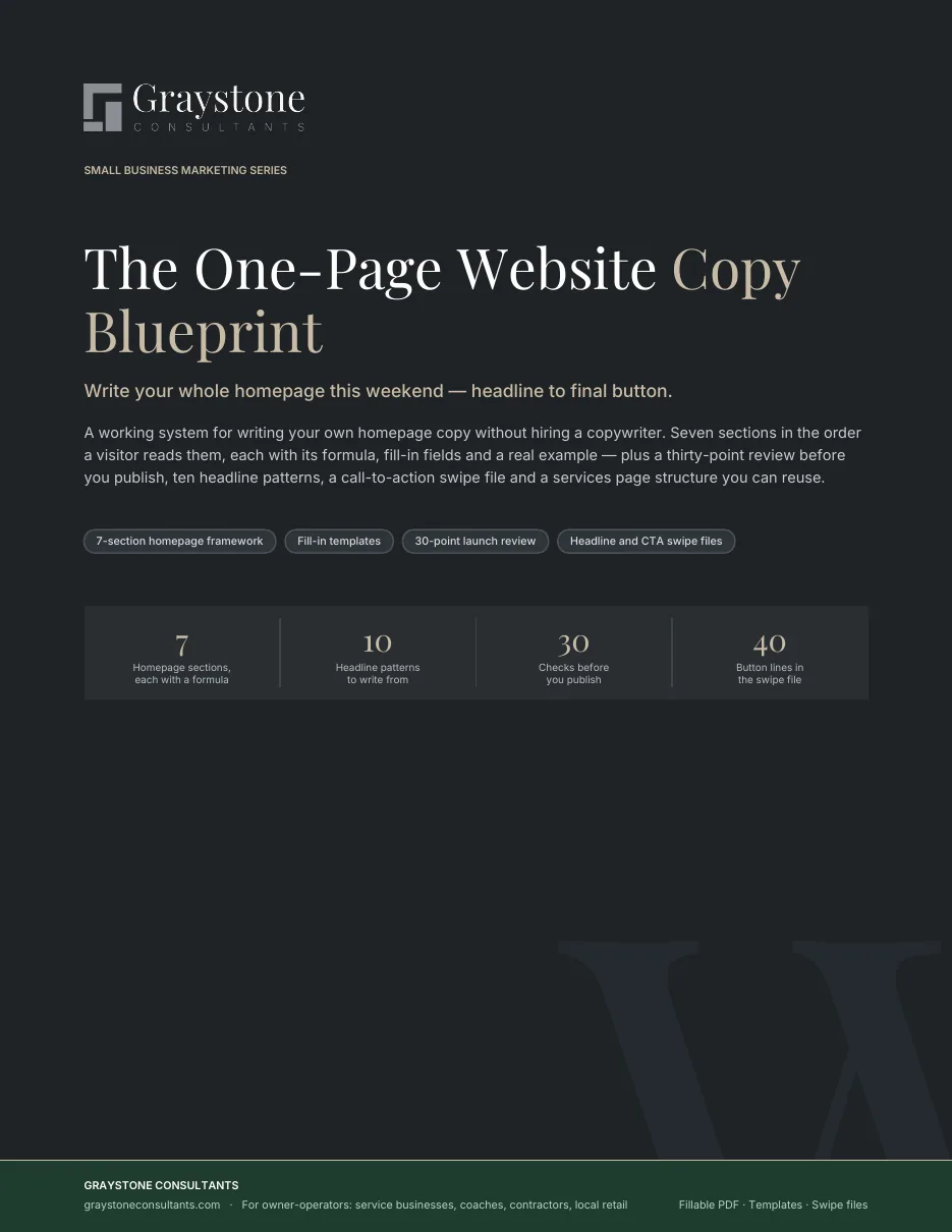 Cover of The One-Page Website Copy Blueprint